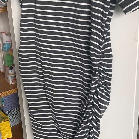 Maternity dress- White and Grey striped- Size S - Picture 3 of 3